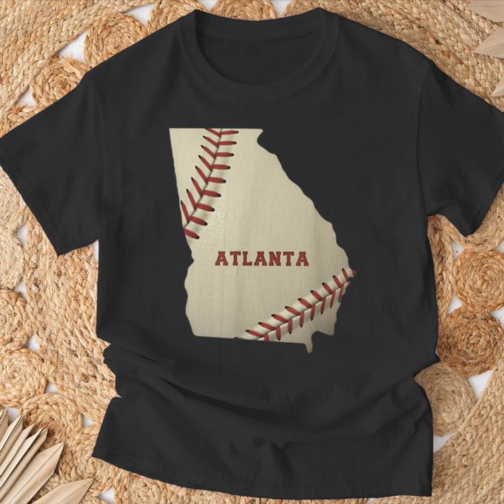 Atlanta Georgia Béisbol Estado Mapaoftbol EeUu Balonista Camiseta unisex Regalos para ancianos