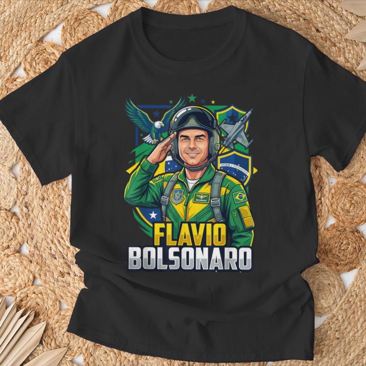 Bolsonarista Patriota Flávio Bolsonaro F22 Presidente Brasil Camiseta unisex Regalos para ancianos