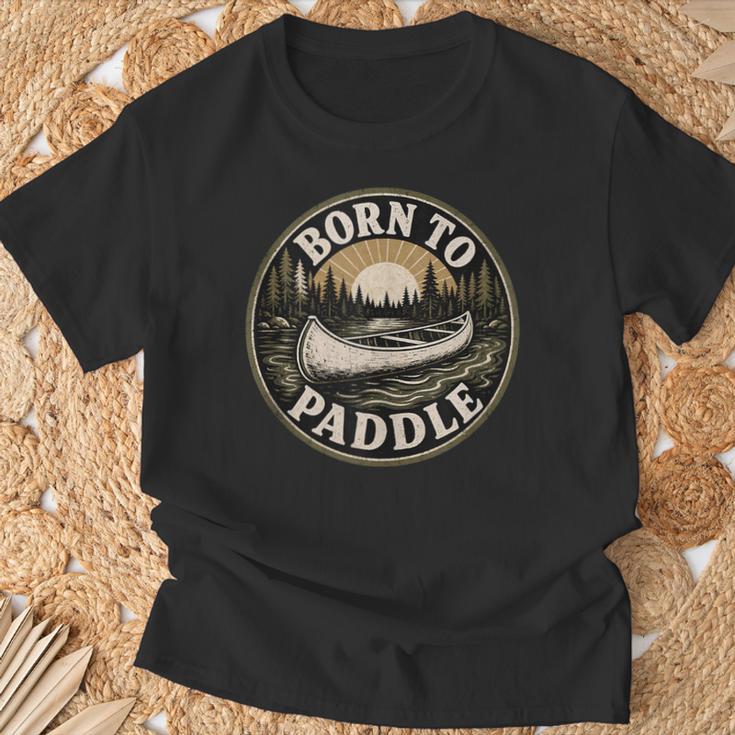 Born To Paddle Canoe Vintage Outdoor Adventure T-Shirt Gifts for Old Men