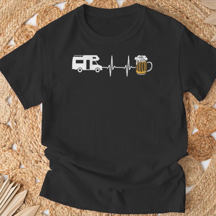Camping Autocaravana Cerveza Camper Cuello Camiseta unisex Regalos para ancianos