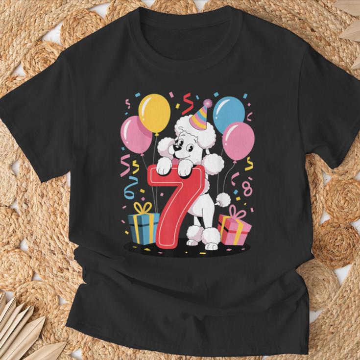 Caniche Perro 7 Cumpleaños Niño Niña 7 Añosiete Caniche Camiseta unisex Regalos para ancianos