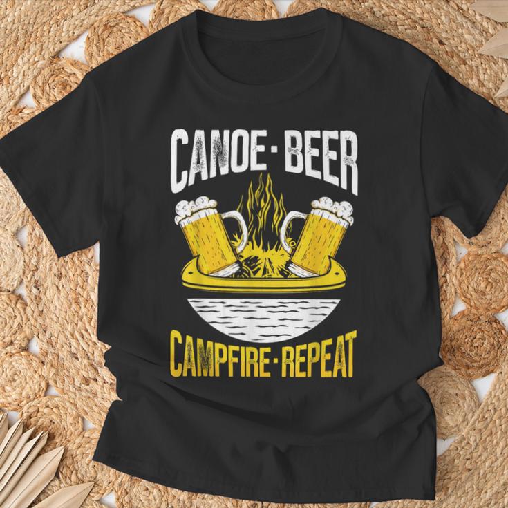 Canoe Beer Campfire Repeat Kayak Canoe T-Shirt Gifts for Old Men