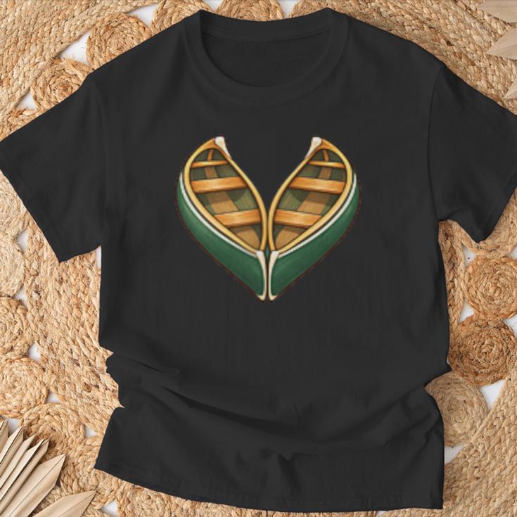 Canoe Heart Cute Minimalist Paddling Adventure T-Shirt Gifts for Old Men