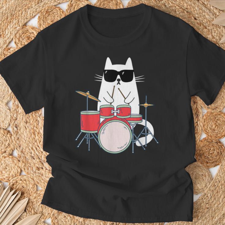 Cat Wearing Sunglasses Playing Drums Drum Kit Musician T-Shirt Gifts for Old Men Cat Wearing Sunglasses Playing Drums Drum Kit Musician T-Shirt Gifts for Old Men