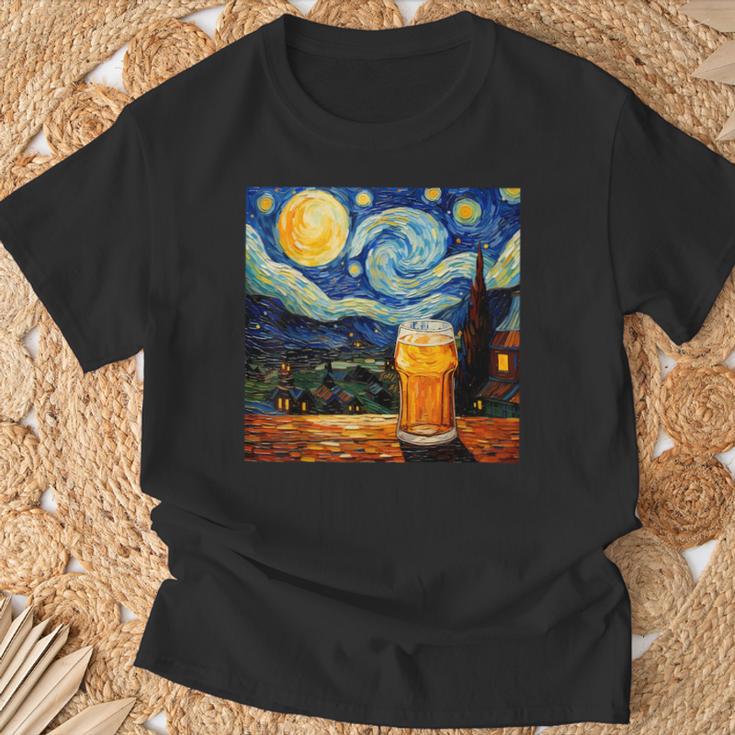 Cerveza De Noche Estrelladaurrealista Camiseta unisex Regalos para ancianos