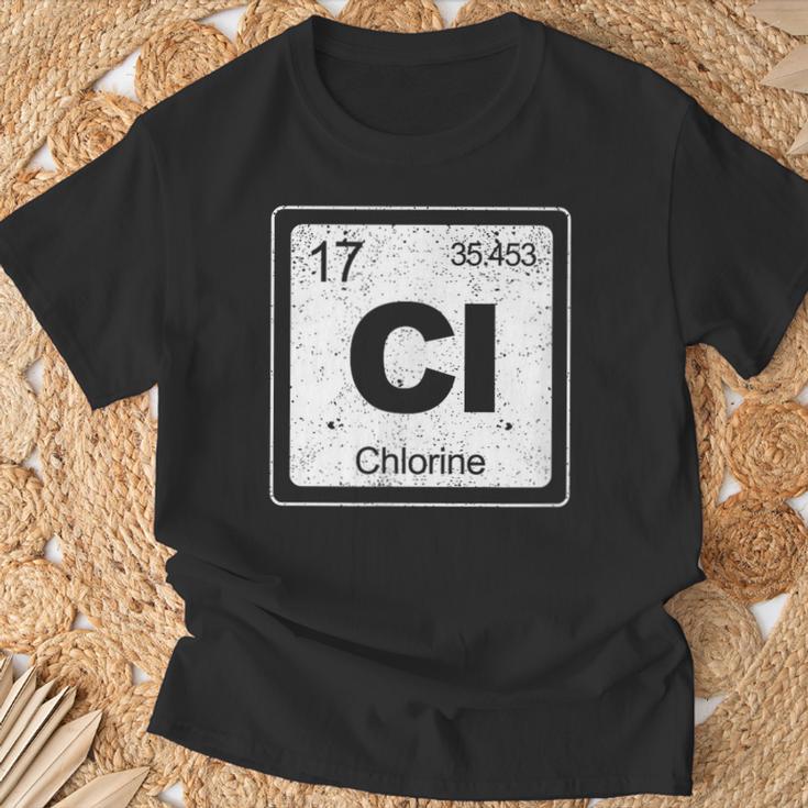 Chlorine Periodic Table Symbol Chemistry Swimming Dive T-Shirt Gifts for Old Men