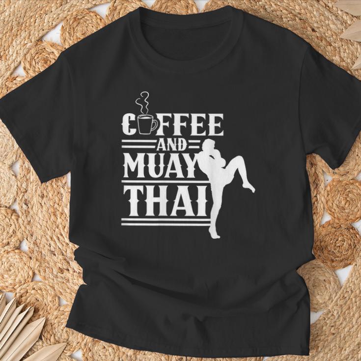 Coffee And Muay Thai Martial Arts Boxing Hobby Fighter T-Shirt Gifts for Old Men