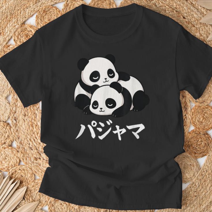 Cute Kawaii Pandas Pajama かわいいパンダのパジャマ Tシャツ 高齢者への贈り物