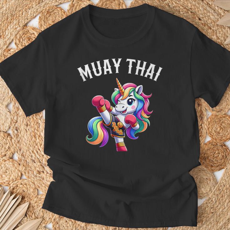 Cute Muay Thai Unicorn T-Shirt Gifts for Old Men