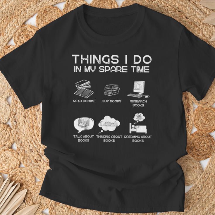 Dinge Die Ich In Meiner Freizeit Mache Und Bücher Für Bücherliebhaber Lese T-Shirt Geschenke für alte Männer