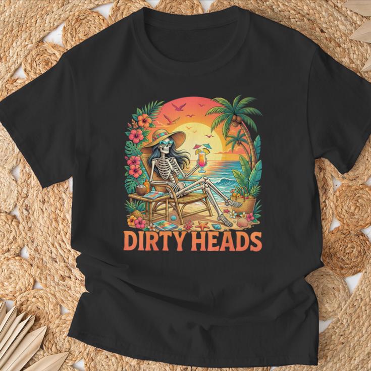 Dirty Heads Skeleton Retro Summer Vacation T-Shirt Gifts for Old Men