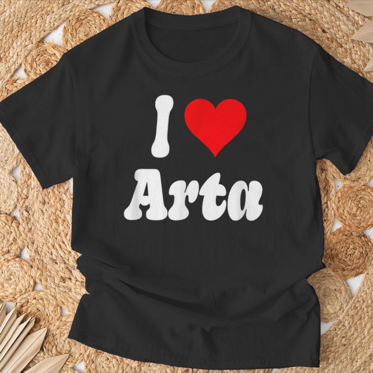 Diseño De Corazón I Love Arta Camiseta unisex Regalos para ancianos