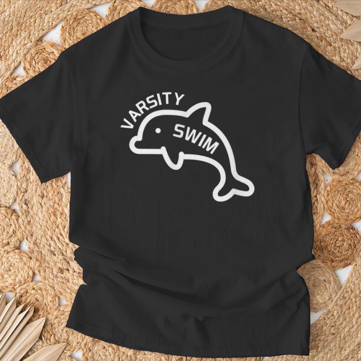 Dolphin Dolfin Varsity Swim Swim Team Swim Club Swimming T-Shirt Gifts for Old Men