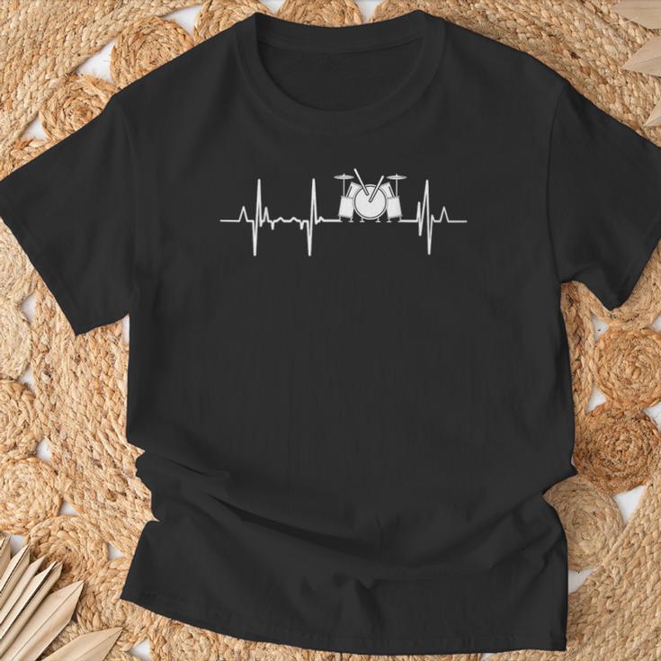 Drum Kit Cardiogram Drum Musician ECG T-Shirt Gifts for Old Men Drum Kit Cardiogram Drum Musician ECG T-Shirt Gifts for Old Men