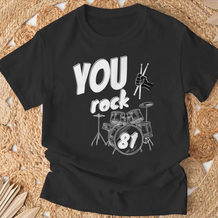 Drum Kit Drummer 81 Years 81st Birthday Men Women T-Shirt Gifts for Old Men Drum Kit Drummer 81 Years 81st Birthday Men Women T-Shirt Gifts for Old Men