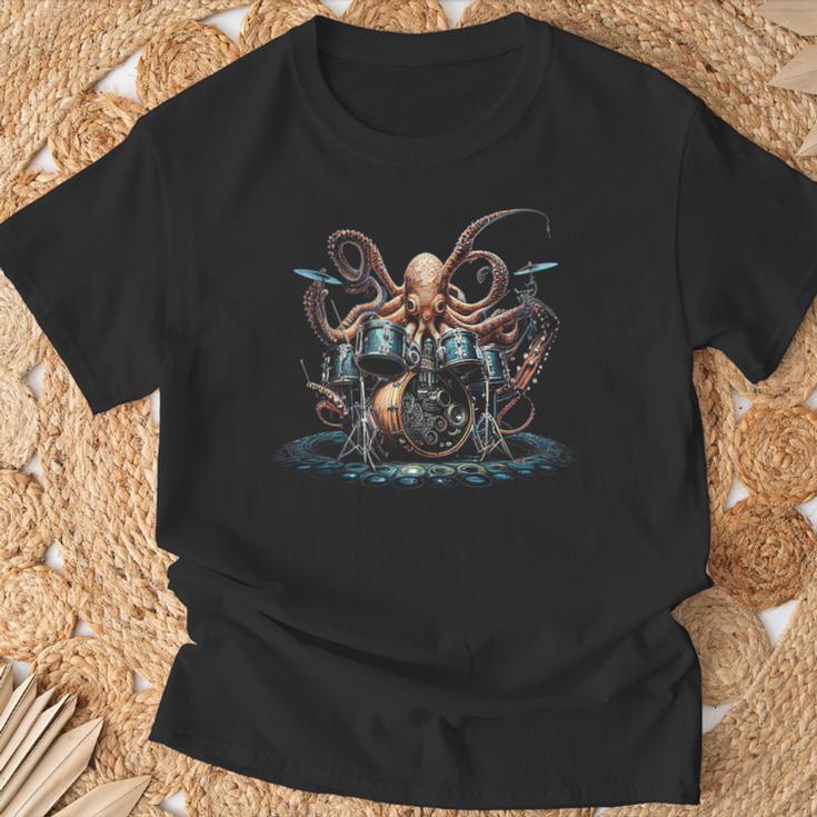 Drum Kit Percussionist Drummer Octopus Playing Drums T-Shirt Gifts for Old Men Drum Kit Percussionist Drummer Octopus Playing Drums T-Shirt Gifts for Old Men