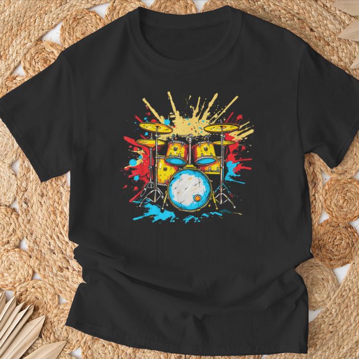 Drum Kit Steamwave Music Band T-Shirt Gifts for Old Men