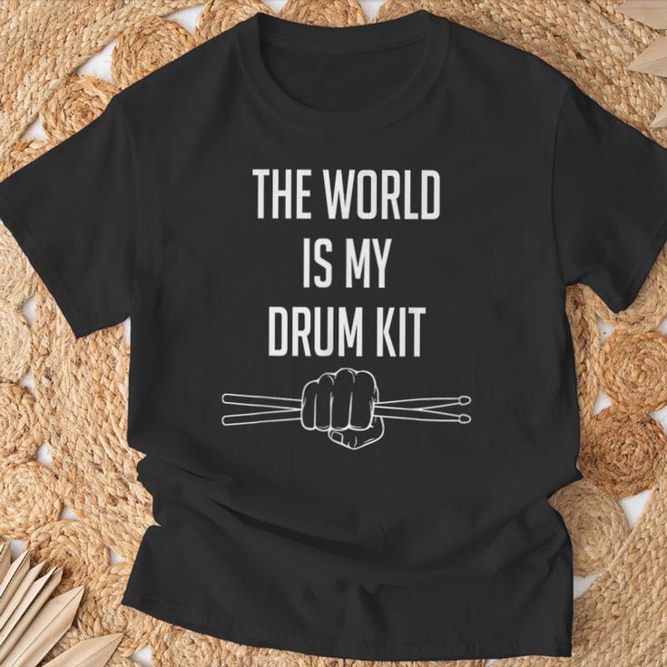 Drummer Saying The World Is My Drum Kit T-Shirt Gifts for Old Men Drummer Saying The World Is My Drum Kit T-Shirt Gifts for Old Men