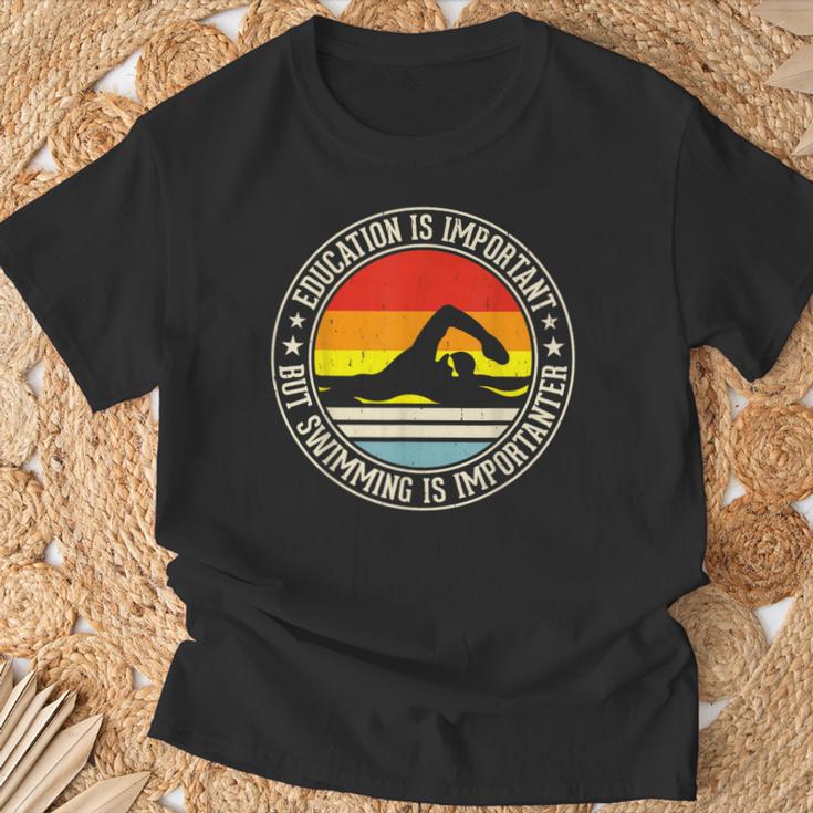 Education Is Important But Swimming Is Importanter T-Shirt Gifts for Old Men