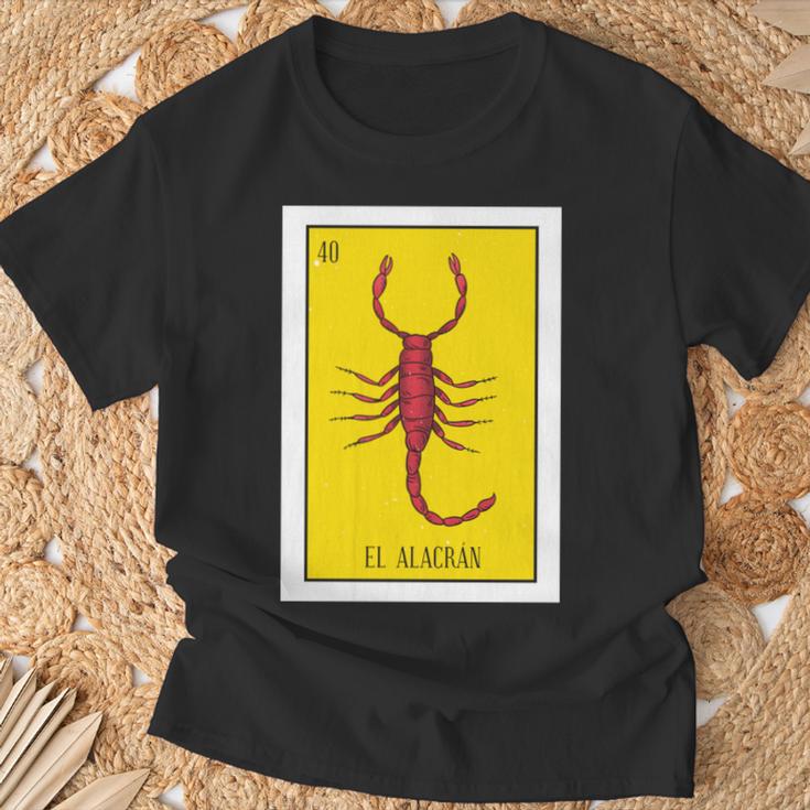 El Alacran Lotería Regalo La Tarjeta Escorpión Lotería Mexicana Manga Larga Camiseta unisex Regalos para ancianos
