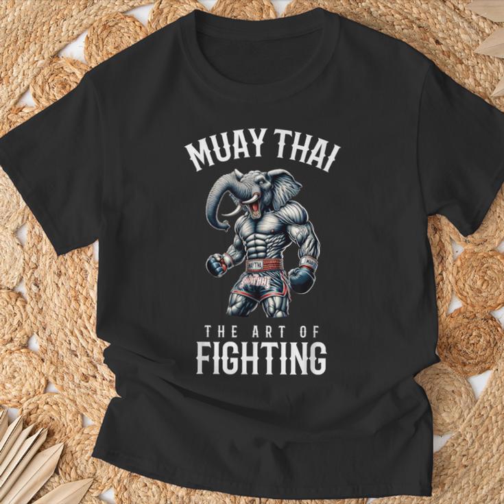 Elephant Muay Thai Kickboxing And Elephant Thai Boxing T-Shirt Gifts for Old Men
