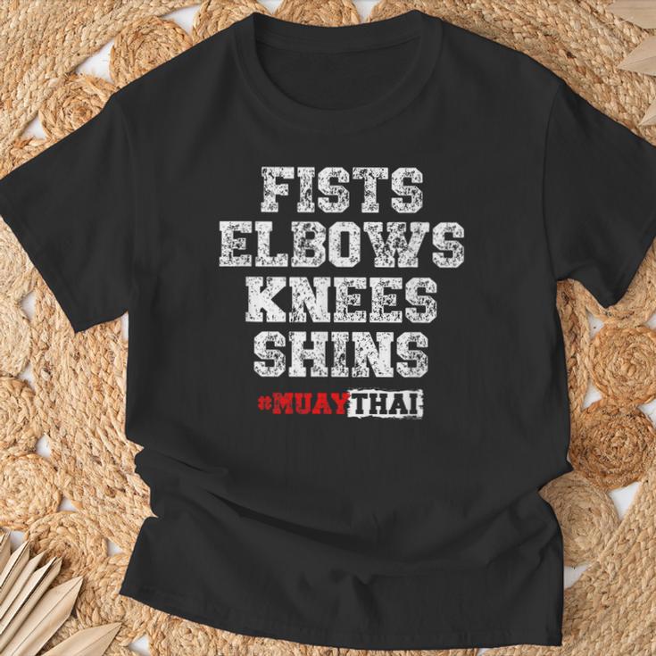 Fist Elbows Knees Shins Martial Arts Muay Thai T-Shirt Gifts for Old Men