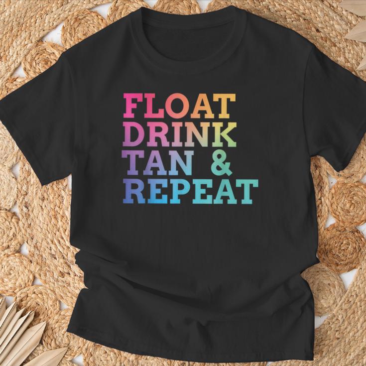 Float Drink Tan Repeat Summer Swimming Beach Pool Vacation T-Shirt Gifts for Old Men