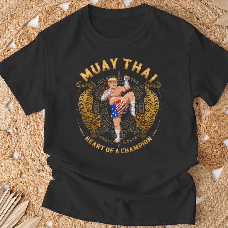 Heart Of a Champion Kickboxing And Muay Thai Trump T-Shirt Gifts for Old Men