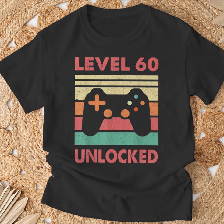 Hombre Nivel 60 Desbloqueado –Intage 60 Cumpleaños Gaming Gamer Retro Camiseta unisex Regalos para ancianos