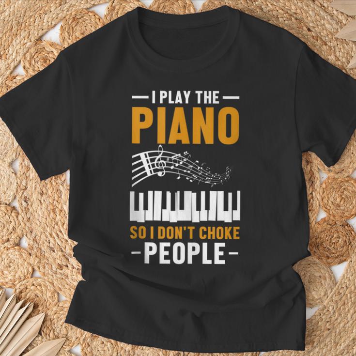 Hombre Pianista Y Teclista Amante De La Música Piano In Mangas Camiseta unisex Regalos para ancianos