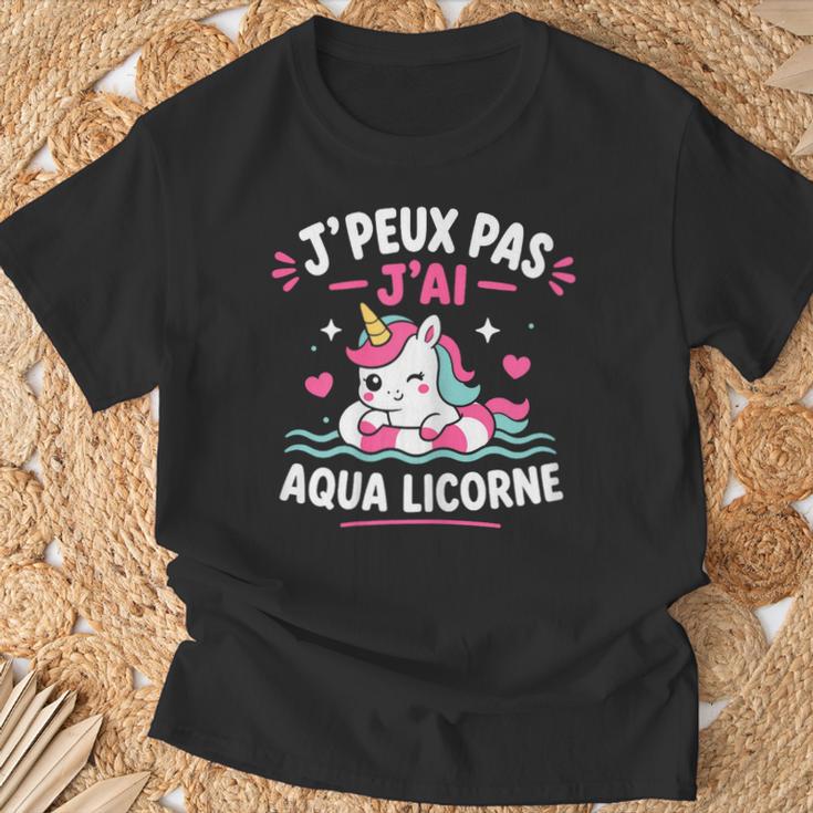 Humour Licorne Piscineacances J’Peux Pas J’Ai Aqua Licorne T-Shirt Cadeaux pour les vieillards