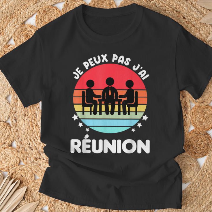 Je Peux Pas J'ai Réunionintage Humour Réunion T-Shirt Cadeaux pour les vieillards
