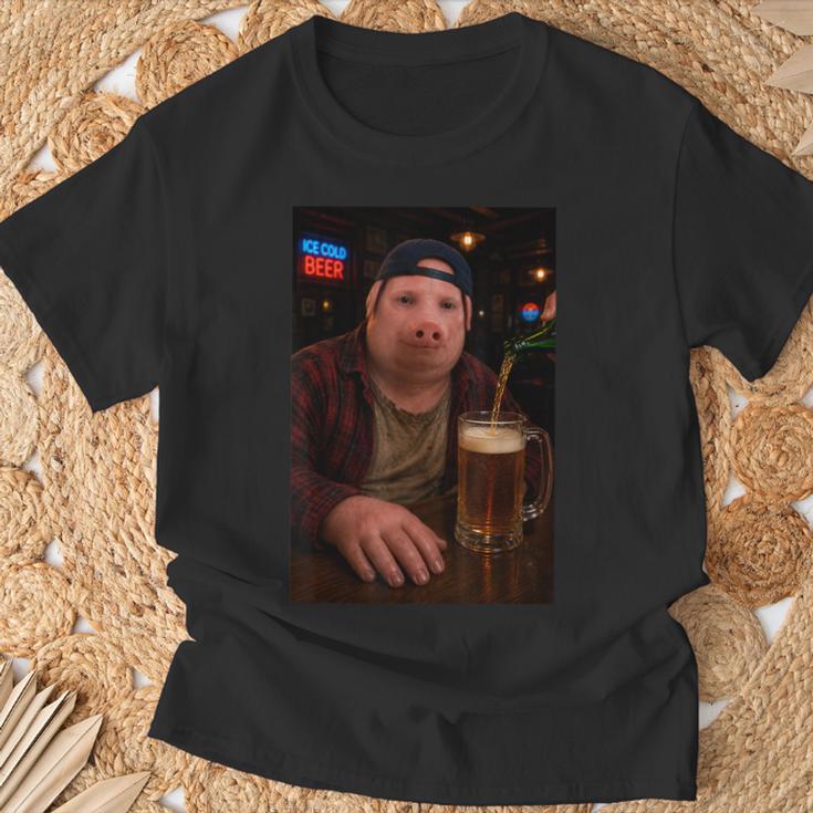 John Pork Bere Birra Pub Divertente Brainrot Meme Papà Maglietta Regalos para ancianos