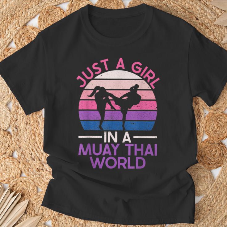 Just A Girl In A Muay Thai World Muay Thai Boxing T-Shirt Gifts for Old Men