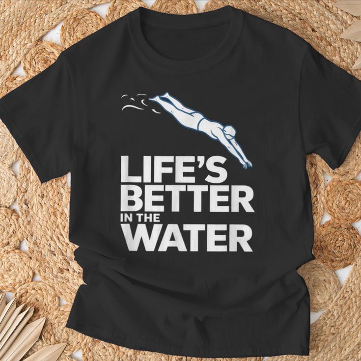 Life Is The Better In The Water Swimming Swimmers T-Shirt Gifts for Old Men Life Is The Better In The Water Swimming Swimmers T-Shirt Gifts for Old Men