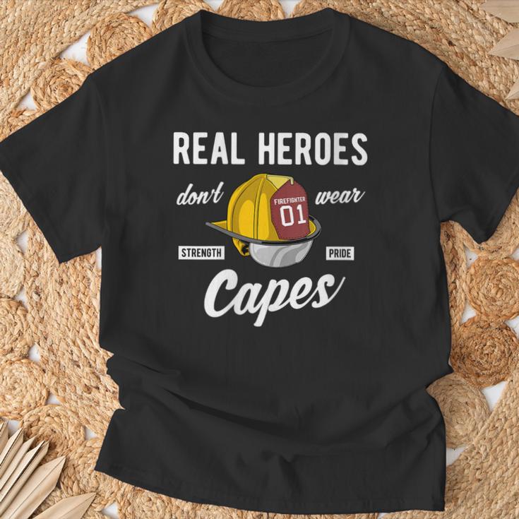 Loserdaderos Héroes No Usan Capas De Bombero Cuello Camiseta unisex Regalos para ancianos
