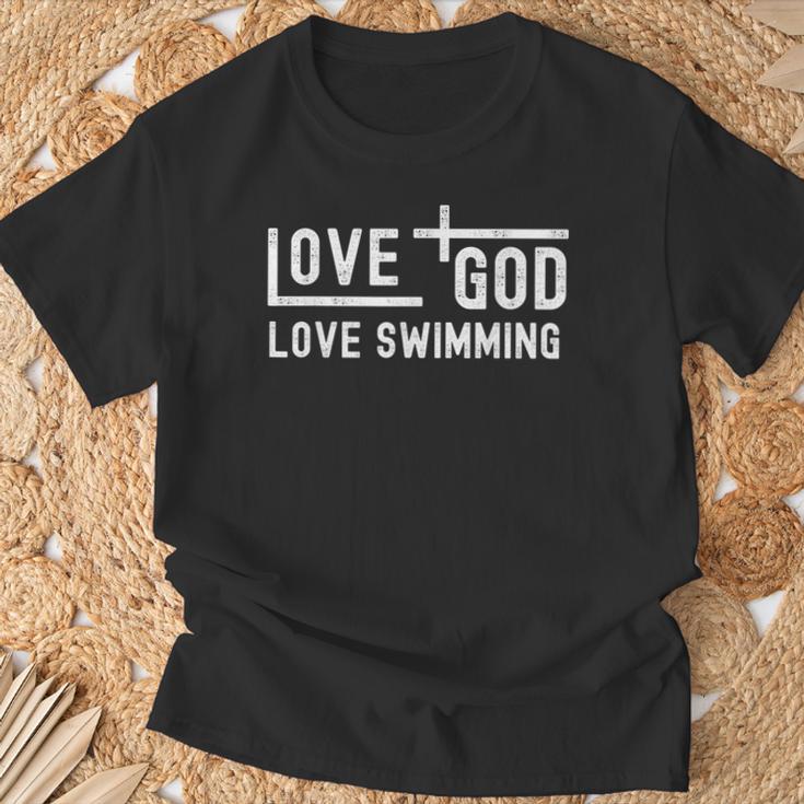 Love God Love Swimming Swim With Jesus For Christian Athlete T-Shirt Gifts for Old Men Love God Love Swimming Swim With Jesus For Christian Athlete T-Shirt Gifts for Old Men
