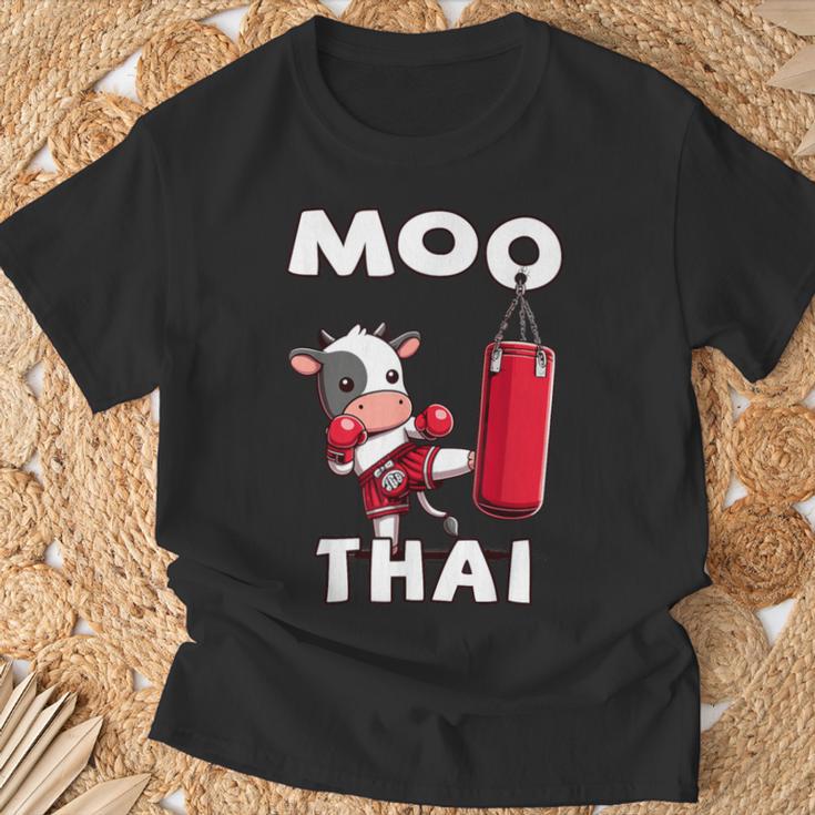 Moo Thai Muay Thai Thai Boxing For Kids Muay Thai Cow T-Shirt Gifts for Old Men