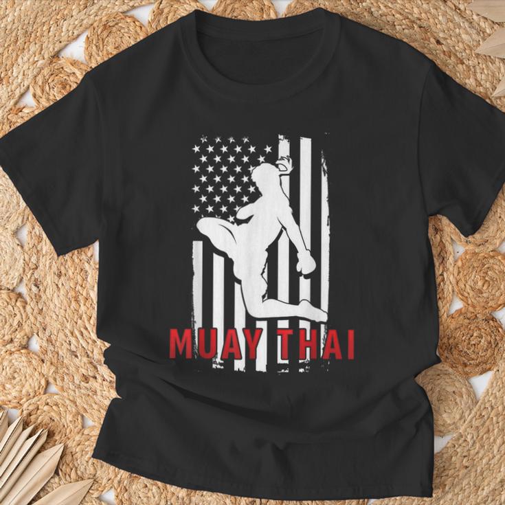 Muay Thai American Flag Fighter Patriotic T-Shirt Gifts for Old Men