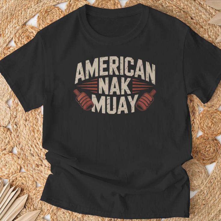 Muay Thai American Nak Fighter Identity Boxing Proud Sport T-Shirt Gifts for Old Men