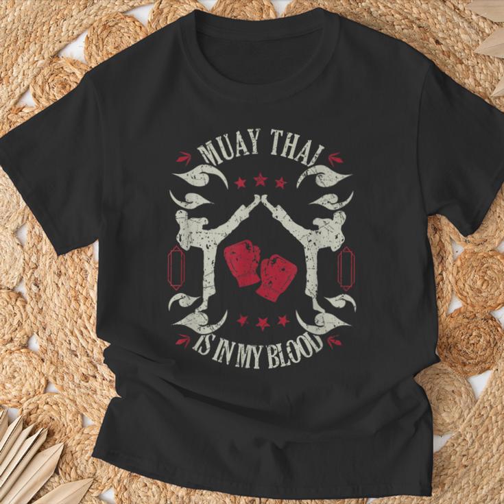 Muay Thai Is In My Blood Traditional Fighters Thai Boxing T-Shirt Gifts for Old Men