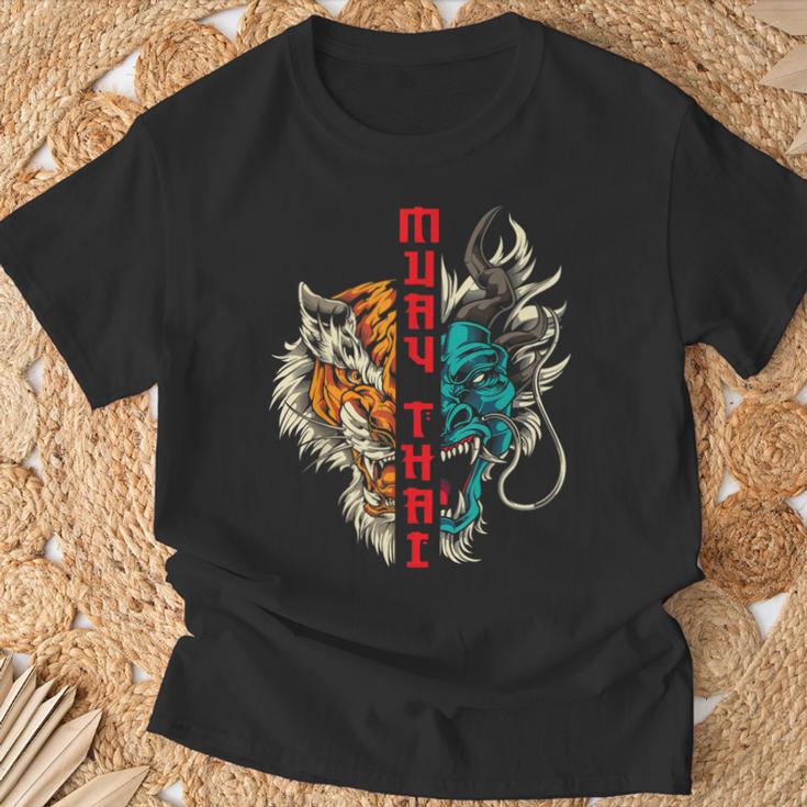 Muay Thai Thai Boxing Dragon Tiger T-Shirt Gifts for Old Men