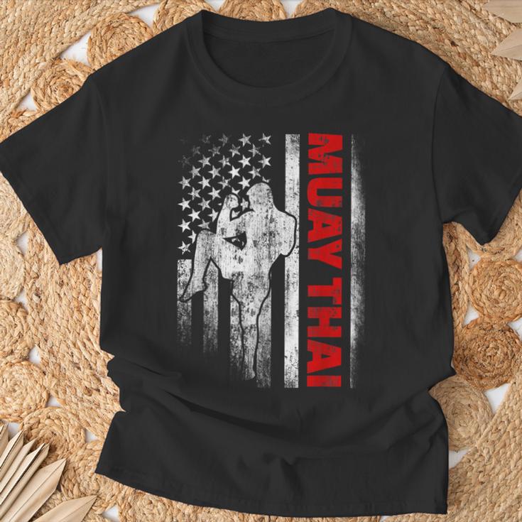 Muay Thai Boxing US American Flag T-Shirt Gifts for Old Men Muay Thai Boxing US American Flag T-Shirt Gifts for Old Men