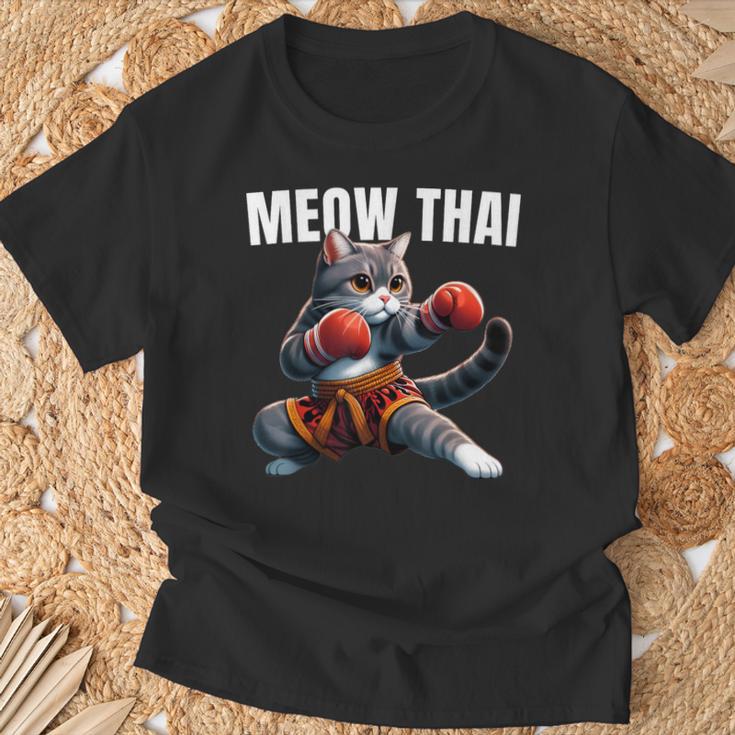 Muay Thai Cat Meow Thai Boxing Martial Art Kids T-Shirt Gifts for Old Men