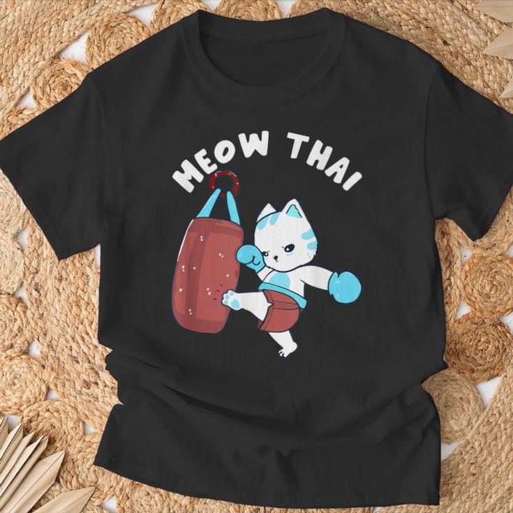 Muay Thai Cat Meow Thai Punch Bag Martial Arts T-Shirt Gifts for Old Men