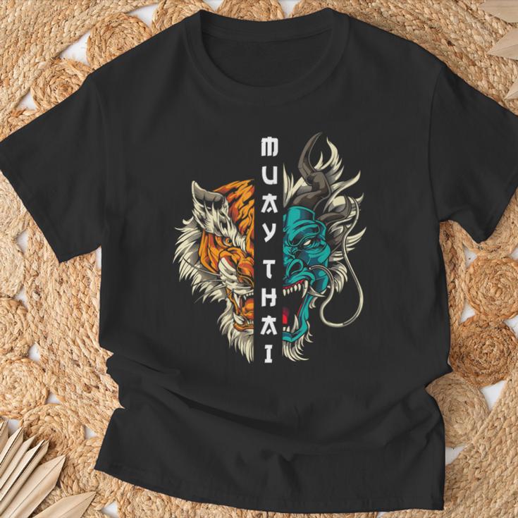 Muay Thai Dragon Tiger T-Shirt Gifts for Old Men