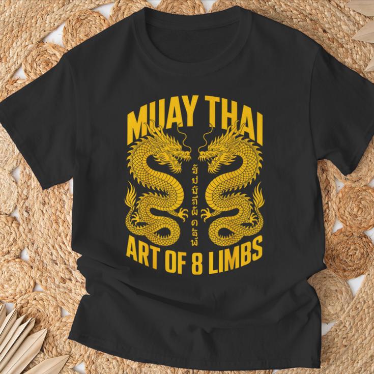 Muay Thai Dragons Thai Boxing Fighter T-Shirt Gifts for Old Men