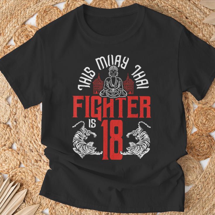 Muay Thai Fighter Is 18 Thai Boxing Muay Thai 18th Birthday T-Shirt Gifts for Old Men Muay Thai Fighter Is 18 Thai Boxing Muay Thai 18th Birthday T-Shirt Gifts for Old Men