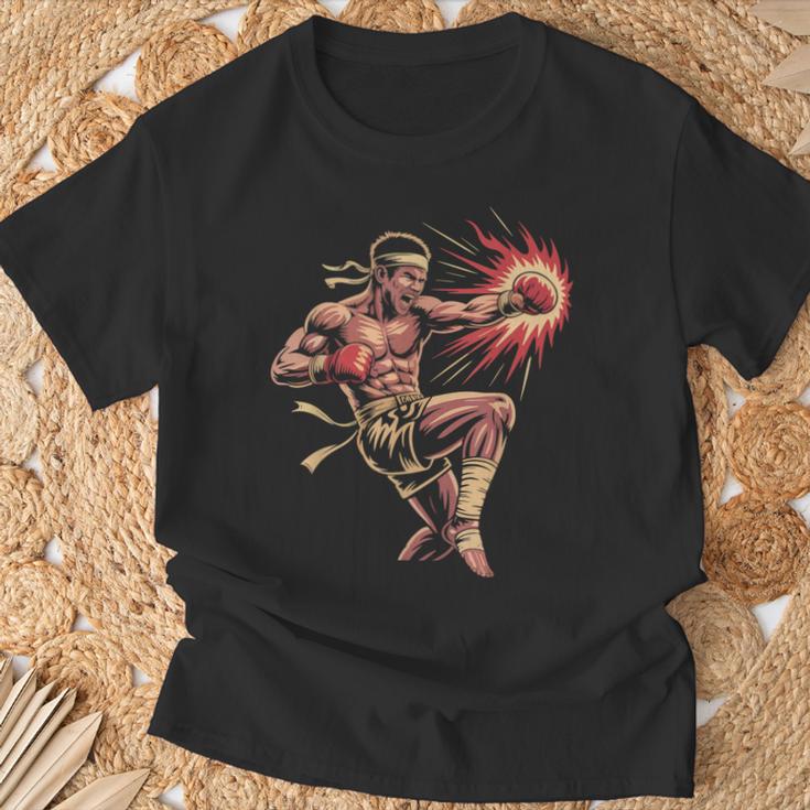 Muay Thai Fighter Southpaw Stance Minimal Silhouette Clean T-Shirt Gifts for Old Men