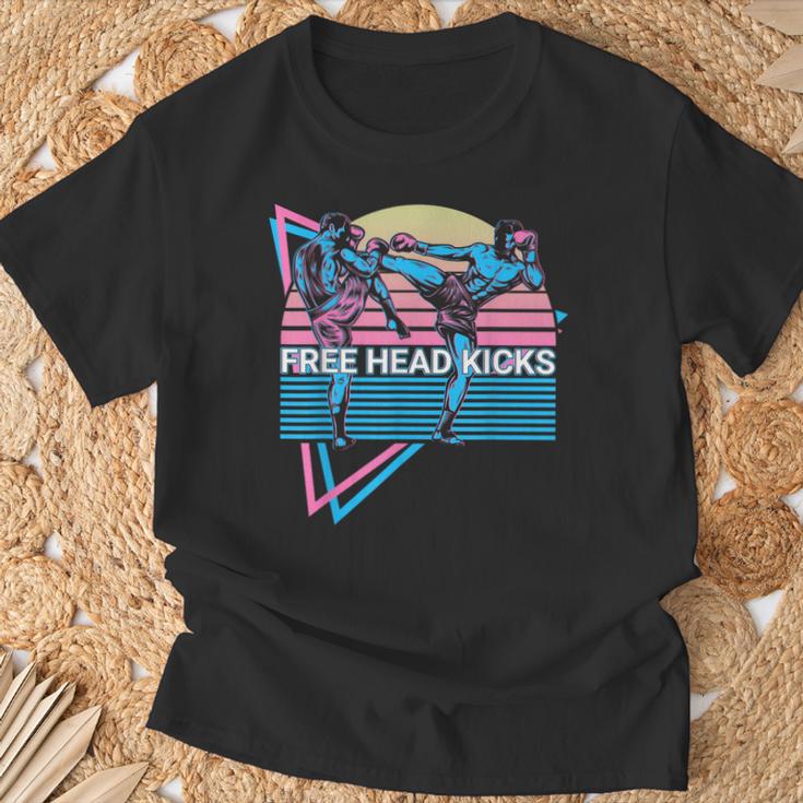 Muay Thai Kickboxing Retro Free Head Kicks T-Shirt Gifts for Old Men